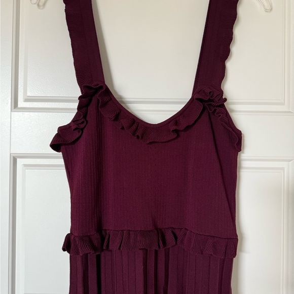 Zara Women’s Knit Pleated Ruffle Plum Dress - Picture 11 of 15